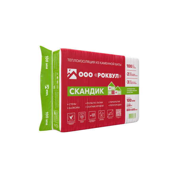 Минплита РОКВУЛ Лайт Баттс Скандик 0,8*0,6*0,05м(0,288м3, 5,76м2) 