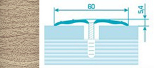 Порог ПС 07 135 шир 60мм дуб беленый 087