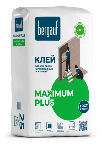 Клей плиточный BERGAUF Мaximum Plus С1ТЕ 25кг
