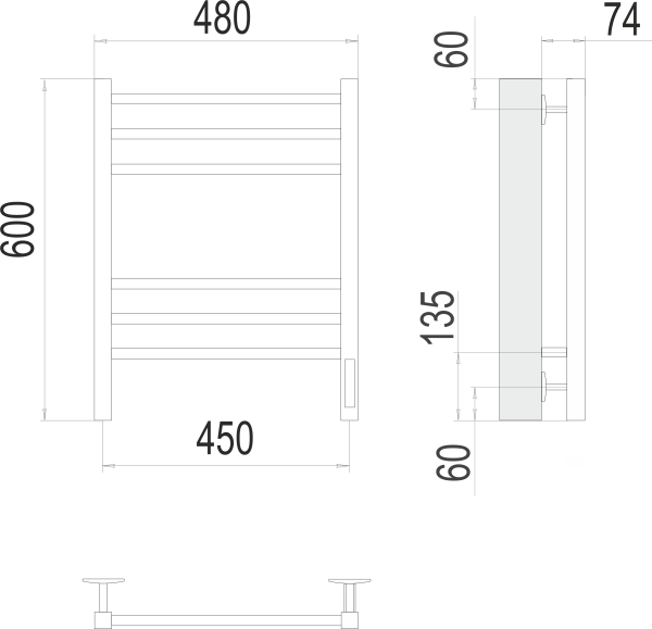 Полотенцесушитель Ватикан П6 60х45 электро КС Terminus белый матовый