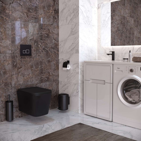 Унитаз подвесной "Correto" черный матовый безободковый, сиденье дюропласт Taliente CR25200 Nero