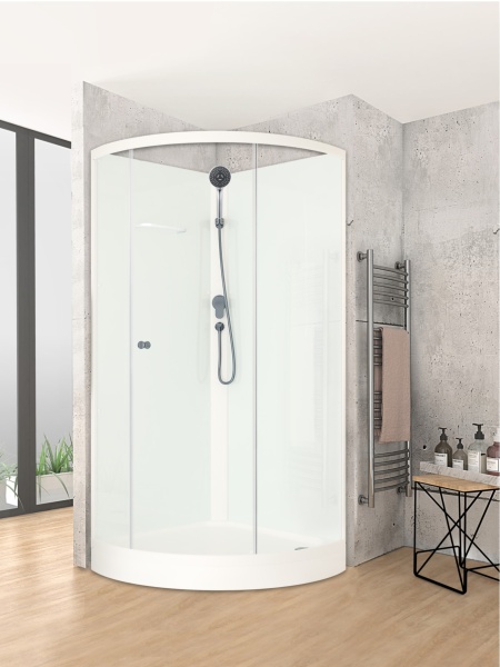 Кабина душевая Domani-Spa Delight Slim 2дв 99, 90*90*218см б/эл., низк.поддон, мат стек./бел.ст