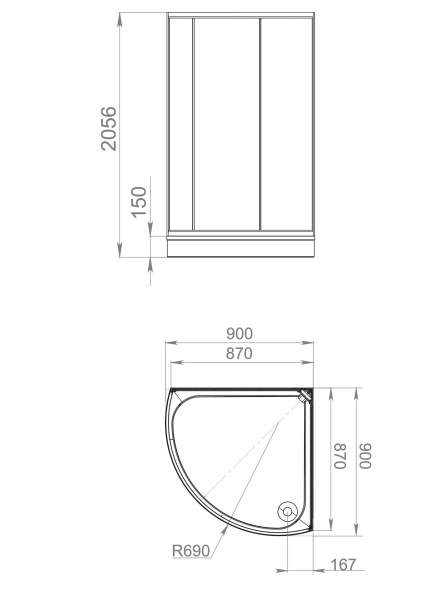 Кабина душевая Domani-Spa Delight Slim 2дв 99, 90*90*218см б/эл., низк.поддон, мат стек./бел.ст