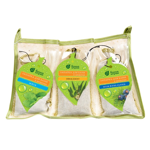 Набор запарок в сумочке 3 шт (Мята, Эвкалипт, можжевельник), 32161