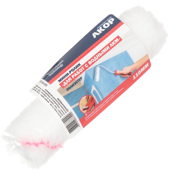 Валик 110мм полиэстер Мини (для работ с водными лкм) АКОР ролик