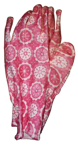 Перчатки нейлон с принтом розовые 5886/ 6287