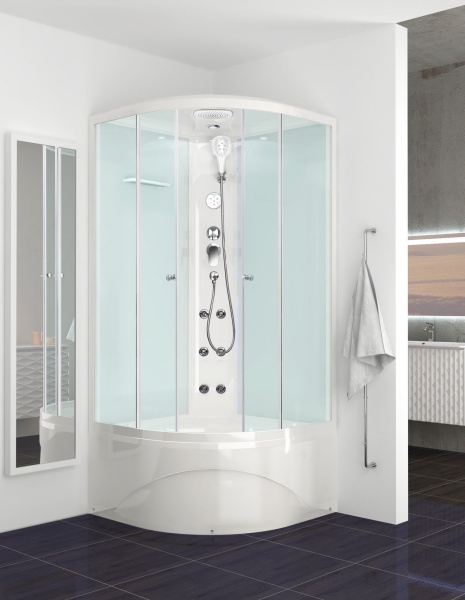 Кабина душевая Domani-Spa Delight 99 high 90*90*218 выс. поддон, мат стекло, белая стекл.панель