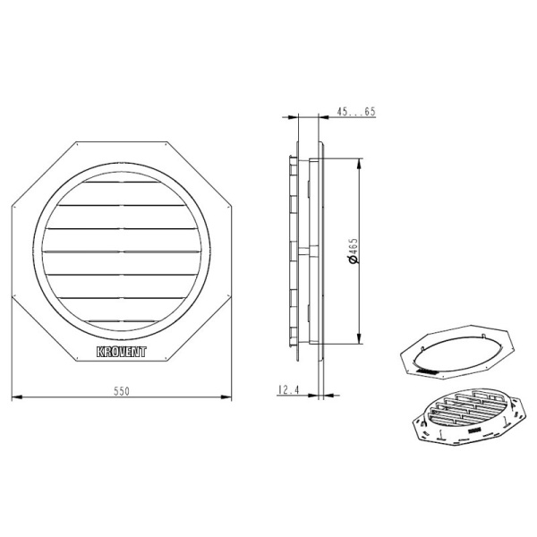 Окно для чердака KROVENT(55см*55см) белое