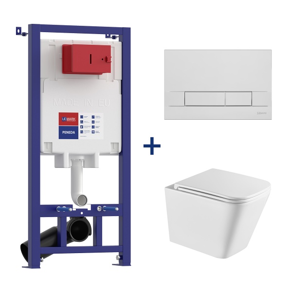 Система инсталляции Peneda LeMark 3в1: кнопка BIT хром глянец, унитаз безободк. Торнадо Florex