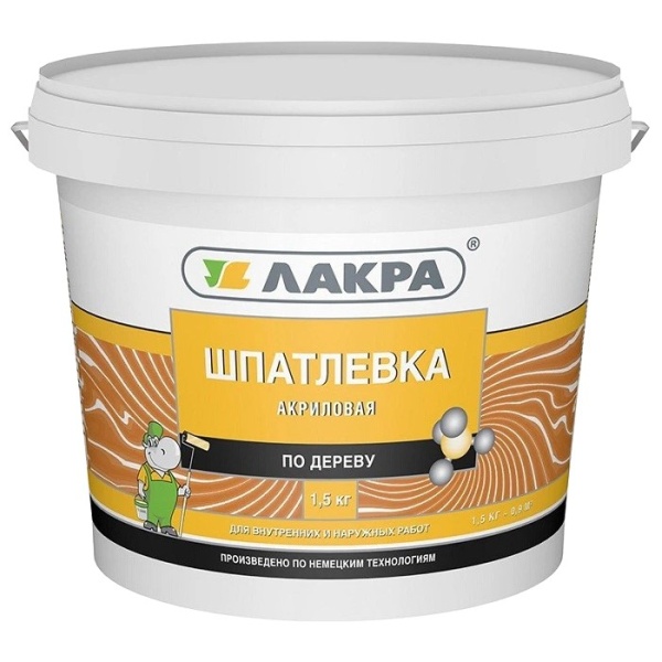 Шпатлевка   1,5кг по дереву белая Лакра