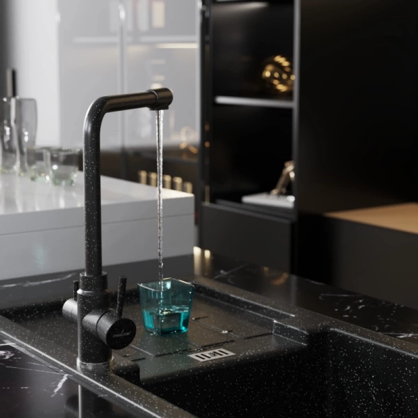 Смеситель кухня MIXLINE ML-GS13 (308) черный с выходом для питьевого фильтра