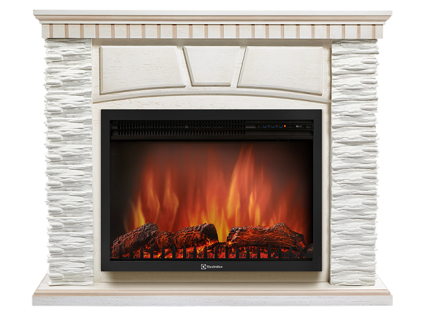 Портал для камина Porto 30, 1200х990х330мм, 53кг, камень белый, беленый дуб Electrolux