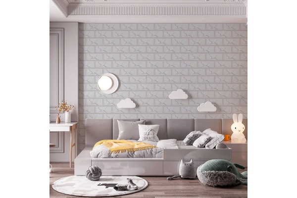 Панели ПВХ Белый кирпич с серыми швами 3D МАТТОНЕ СИТИ 600*600*8 мм