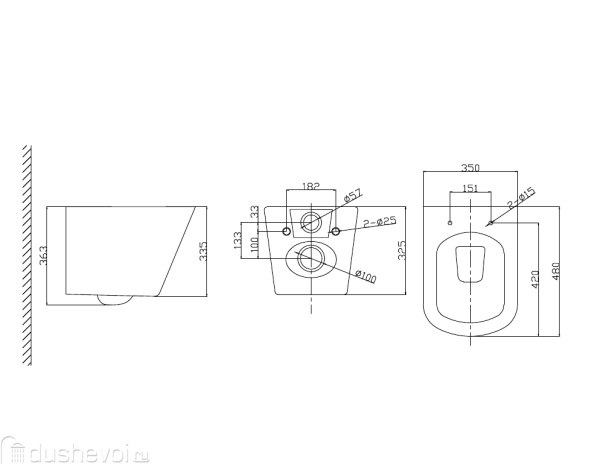 Унитаз подвесной "Correto" черный матовый безободковый, сиденье дюропласт Taliente CR25200 Nero