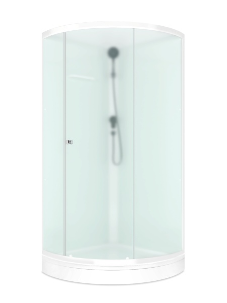 Кабина душевая Domani-Spa Delight Slim 2дв 99, 90*90*218см б/эл., низк.поддон, мат стек./бел.ст