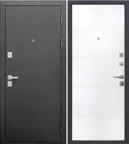 Дверь металл  9см Серебро/эмалит белый (860*2050*90)  лев пенопол  