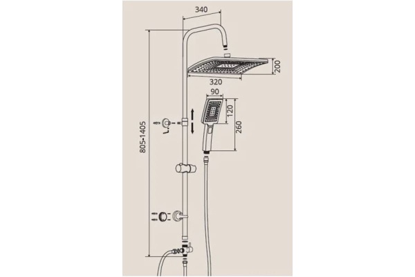 Душевая стойка с тропическим душем OSGARD GRUNAN NICKEL 10040