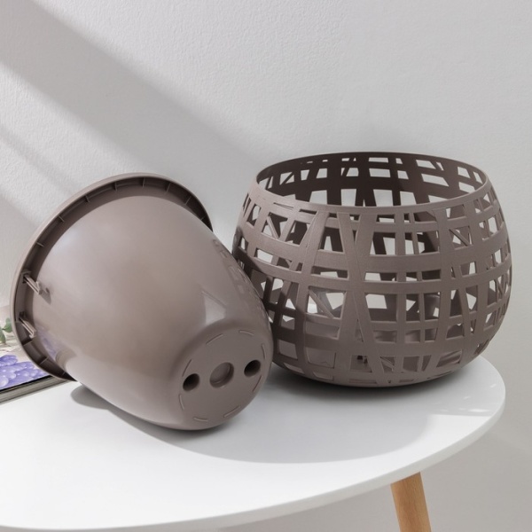 Кашпо пластм. Хаос 290*200мм с вставкой серый 4,0л М3142