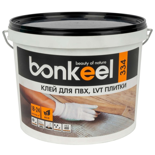 Клей д/линолеума  6,0кг Bonkeel 334  для LVT и ПВХ плитки