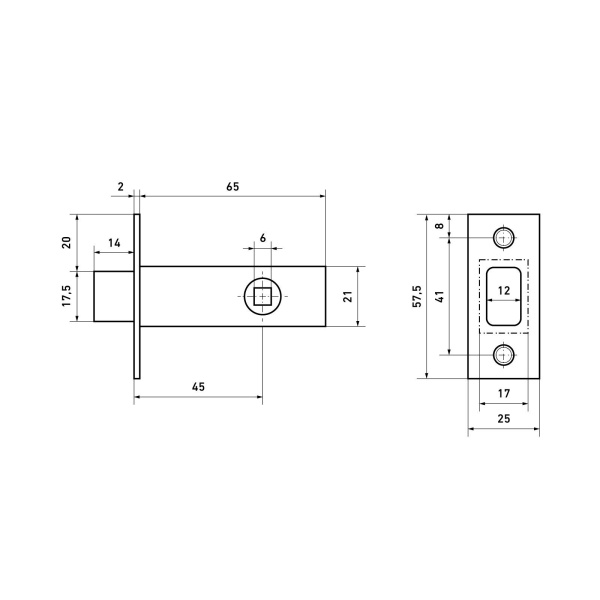 Задвижка дверная АЛЛЮР  LB 45-6 мат..бронза 11236