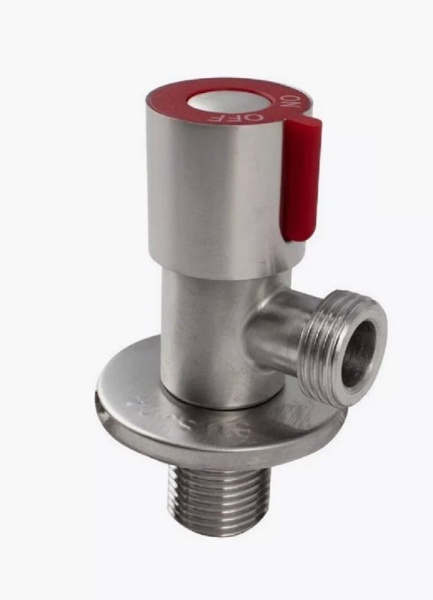 Кран шаровый угловой 1/2"ш х 1/2"ш MAGNUS с отражателем черный, красная ручка (9291)