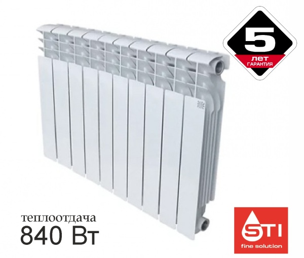 Радиатор алюминиевый AL STI  350/80 8 сек.