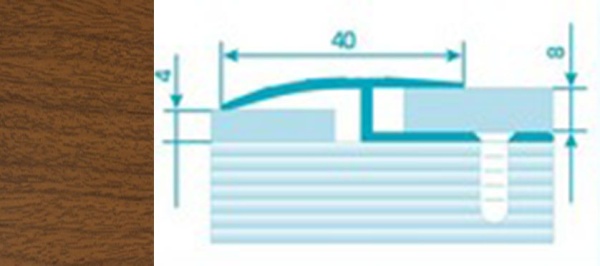 Порог ПР 15 180 шир 4*40*8мм орех 088