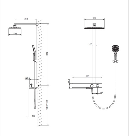 Душевая стойка Inspire VSFS-3I13TCH термостатическая с изливом, хром