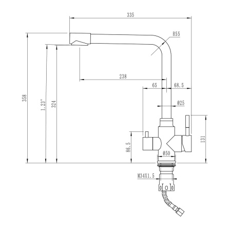 Смеситель кухня MIXLINE ML-GS13 (308) черный с выходом для питьевого фильтра