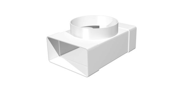 Соединитель плоских каналов 204х60 мм Т-обр. с выходом d=125 ЭРА 620ТФ12,5П 