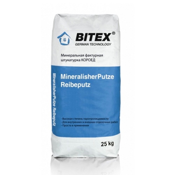 Штукатурка декоративная BITEX MiheralischerPutz Kratputz K  Барашек (шуба) 2 мм белая