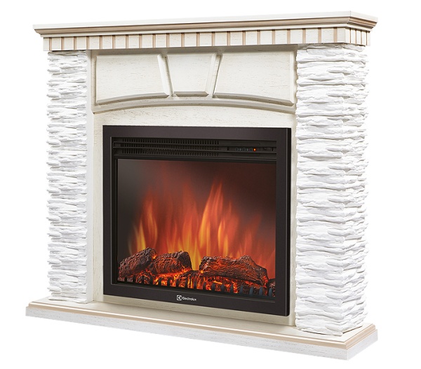 Портал для камина Porto 30, 1200х990х330мм, 53кг, камень белый, беленый дуб Electrolux