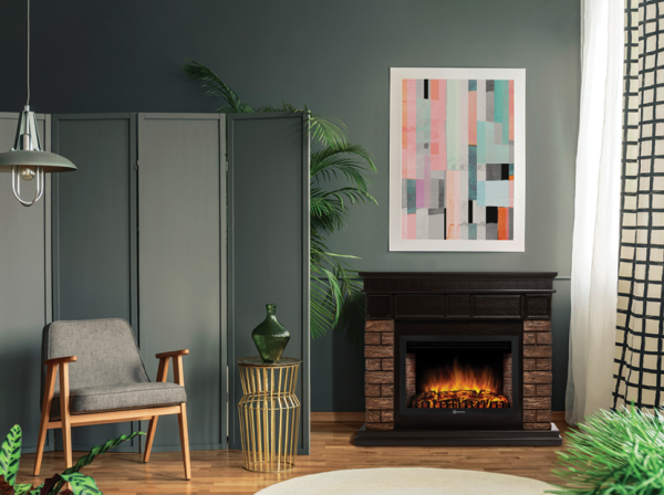 Портал для камина Bricks Wood 25, 1100х910х310мм, 41кг, камень темный, шпон венге Electrolux