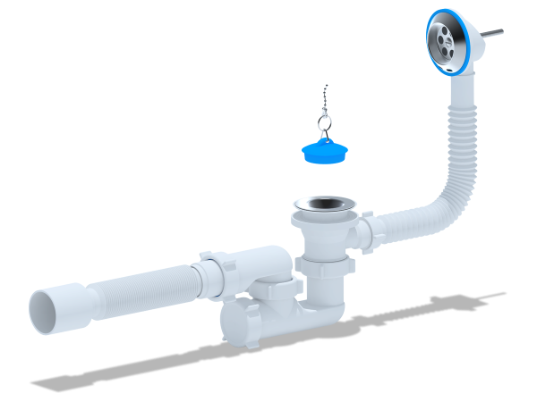 Сифон обвязка д/ванны 1 1/2 Е255 АНИ с гофрой 40*50 регулируемый