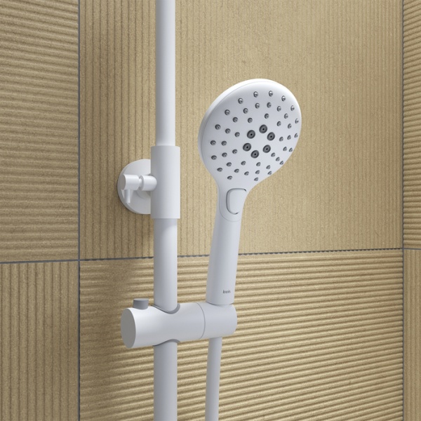 Смеситель ванна IDDIS Ray с верхним душем и изливом, белый матовый RAYWT3Fi06