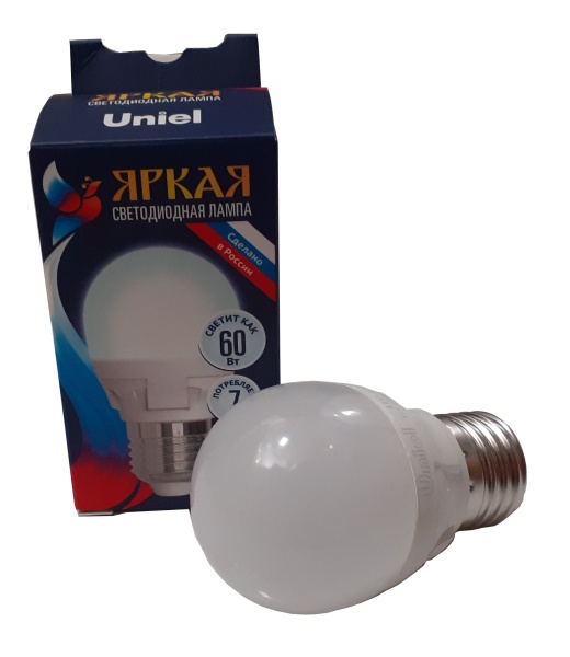 Лампа светодиодная LED-шар  7Вт 220В Е27 4000K 600Лм Uniel Россия