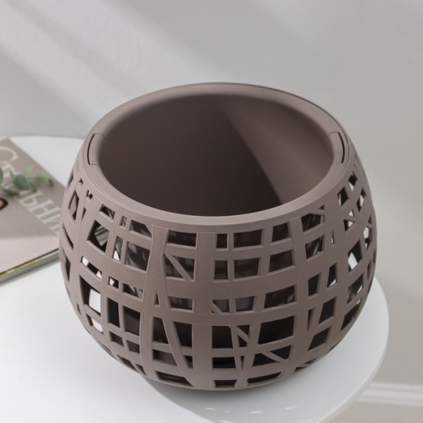 Кашпо пластм. Хаос 290*200мм с вставкой серый 4,0л М3142