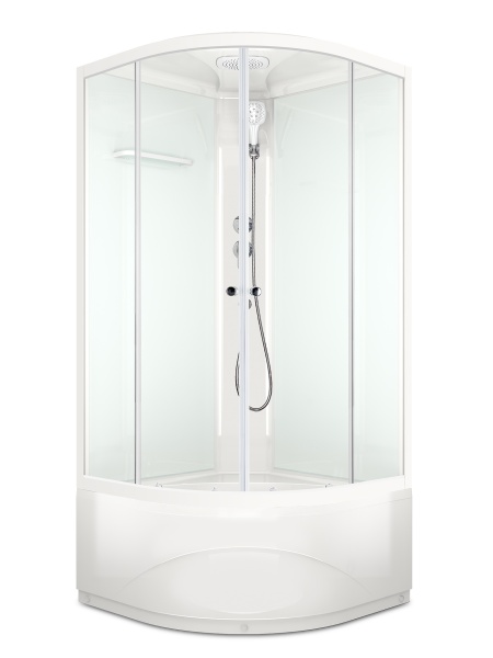 Кабина душевая Domani-Spa Delight 110 Slim 2дв  high 100*100*218 без эл./выс.поддон/бел.стенки/мат