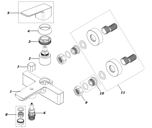 CADEO Azario Смеситель для ванны с коротким изливом хром AZ-15940501