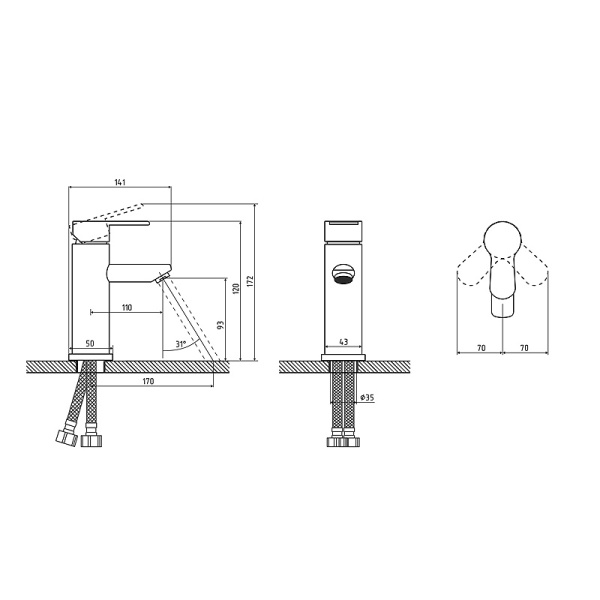 Смеситель раковина OSGARD HUGG 11013
