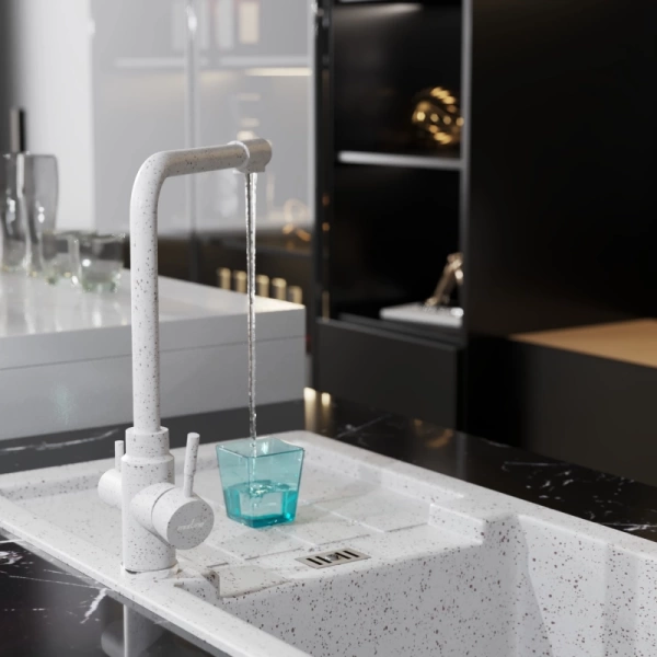 Смеситель кухня MIXLINE ML-GS13 (328) бежевый с выходом для питьевого фильтра