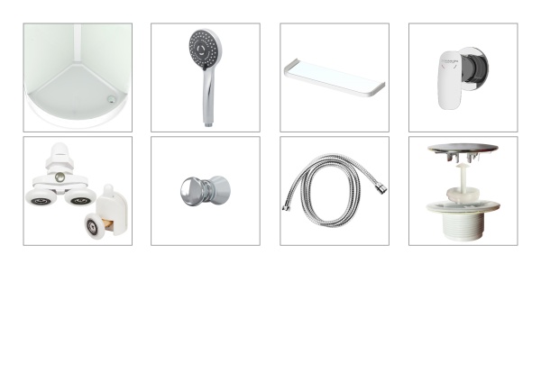 Кабина душевая Domani-Spa Delight Slim 2дв 99, 90*90*218см б/эл., низк.поддон, мат стек./бел.ст