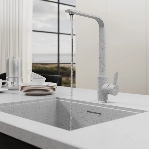 Смеситель кухня MIXLINE ML-GS14 (328) бежевый высокий излив