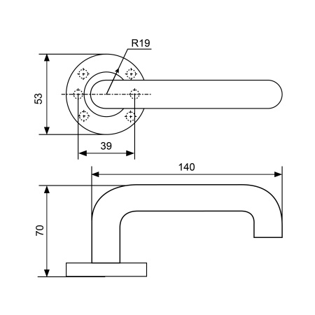 Комплект ручек СТАНДАРТ 0203 SS (35-70) INOX нержавеющая сталь 14871